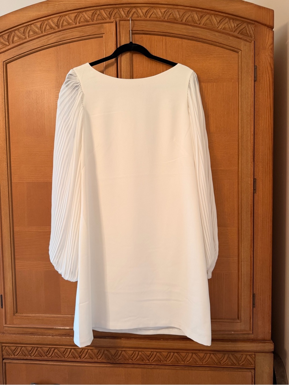 White House Black Market White Sheer Pleated-Sleeve Midi Dress NWT